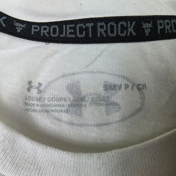 Under Armour Project Rock Q3 Payoff Mens Small White Shirt Blood Sweat Respect - Picture 4 of 8